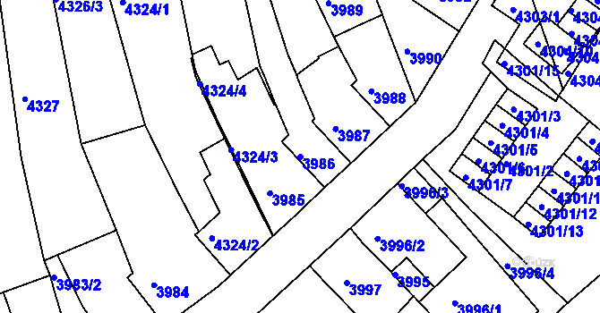 Parcela st. 3986 v KÚ Královo Pole, Katastrální mapa