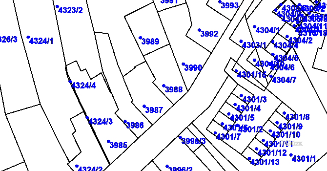 Parcela st. 3988 v KÚ Královo Pole, Katastrální mapa