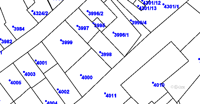 Parcela st. 3998 v KÚ Královo Pole, Katastrální mapa