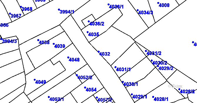 Parcela st. 4032 v KÚ Královo Pole, Katastrální mapa