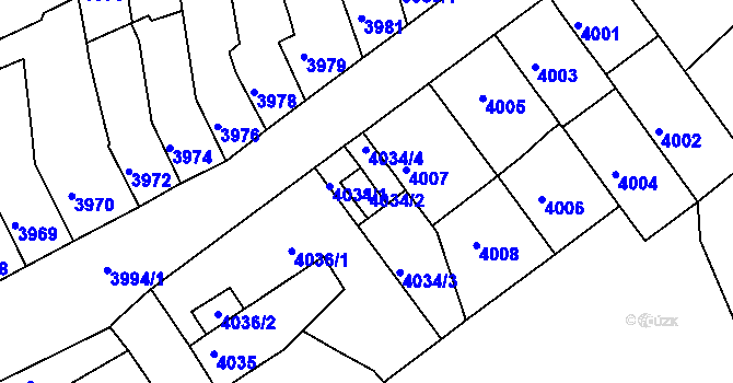 Parcela st. 4034/2 v KÚ Královo Pole, Katastrální mapa