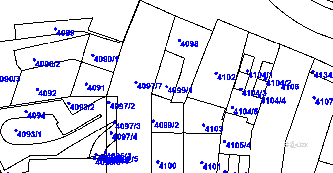 Parcela st. 4099/1 v KÚ Královo Pole, Katastrální mapa