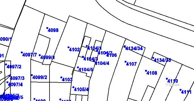 Parcela st. 4104/2 v KÚ Královo Pole, Katastrální mapa