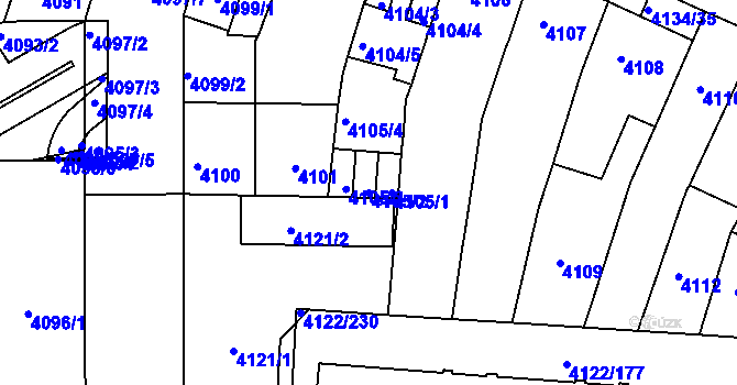 Parcela st. 4105/2 v KÚ Královo Pole, Katastrální mapa