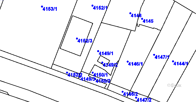 Parcela st. 4149/1 v KÚ Královo Pole, Katastrální mapa