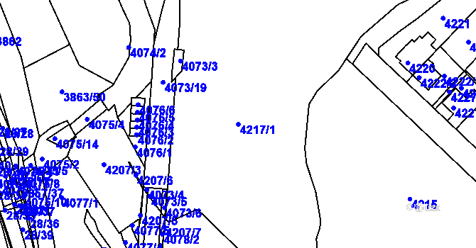 Parcela st. 4217/1 v KÚ Královo Pole, Katastrální mapa