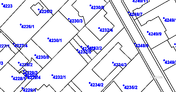 Parcela st. 4232/2 v KÚ Královo Pole, Katastrální mapa