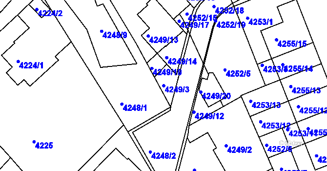 Parcela st. 4249/3 v KÚ Královo Pole, Katastrální mapa