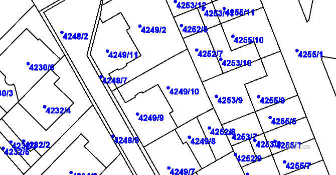 Parcela st. 4249/10 v KÚ Královo Pole, Katastrální mapa