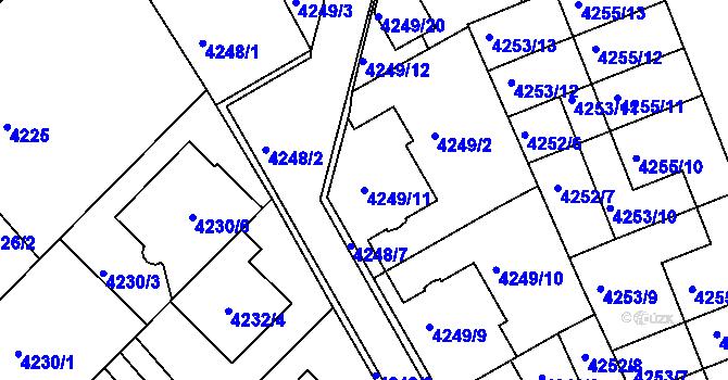 Parcela st. 4249/11 v KÚ Královo Pole, Katastrální mapa