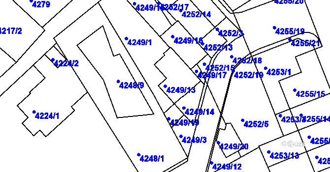Parcela st. 4249/13 v KÚ Královo Pole, Katastrální mapa