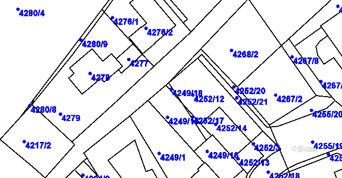 Parcela st. 4249/18 v KÚ Královo Pole, Katastrální mapa