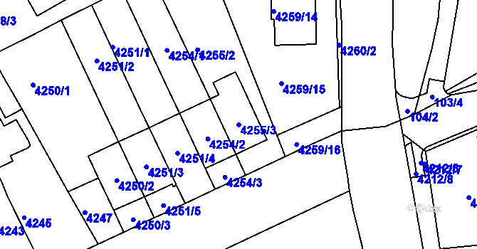 Parcela st. 4255/3 v KÚ Královo Pole, Katastrální mapa