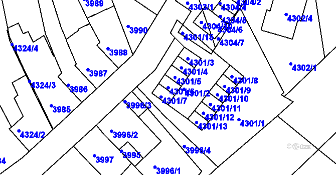 Parcela st. 4301/6 v KÚ Královo Pole, Katastrální mapa