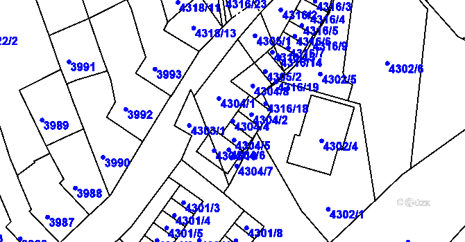 Parcela st. 4304/4 v KÚ Královo Pole, Katastrální mapa