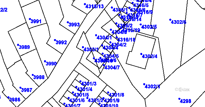 Parcela st. 4304/5 v KÚ Královo Pole, Katastrální mapa