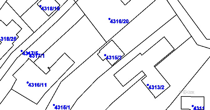 Parcela st. 4315/2 v KÚ Královo Pole, Katastrální mapa