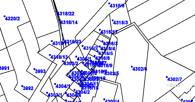 Parcela st. 4316/5 v KÚ Královo Pole, Katastrální mapa