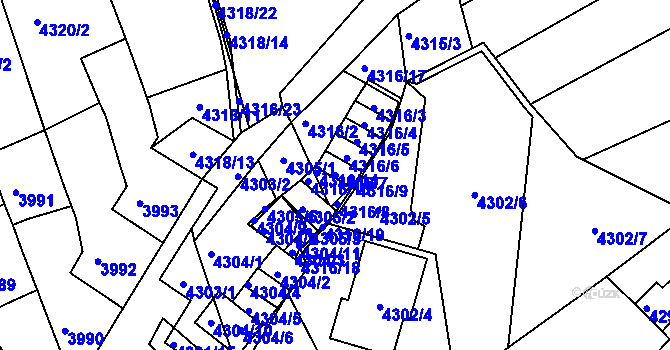 Parcela st. 4316/7 v KÚ Královo Pole, Katastrální mapa