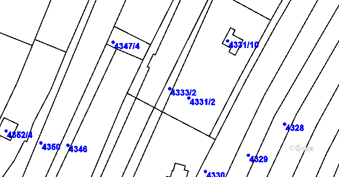 Parcela st. 4333/2 v KÚ Královo Pole, Katastrální mapa