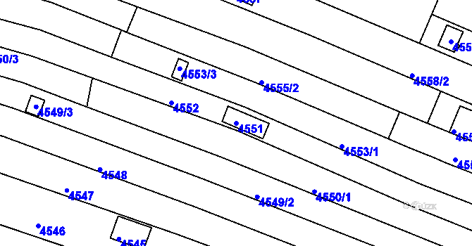 Parcela st. 4551 v KÚ Královo Pole, Katastrální mapa