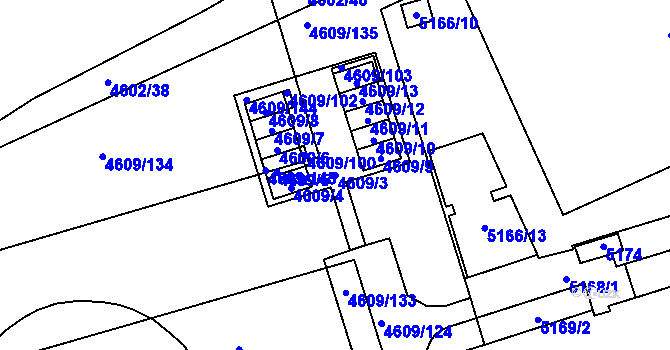 Parcela st. 4609/3 v KÚ Královo Pole, Katastrální mapa