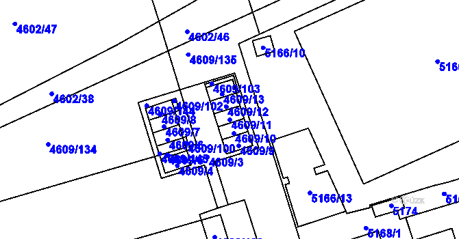 Parcela st. 4609/11 v KÚ Královo Pole, Katastrální mapa