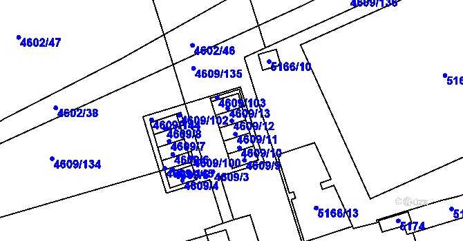 Parcela st. 4609/12 v KÚ Královo Pole, Katastrální mapa