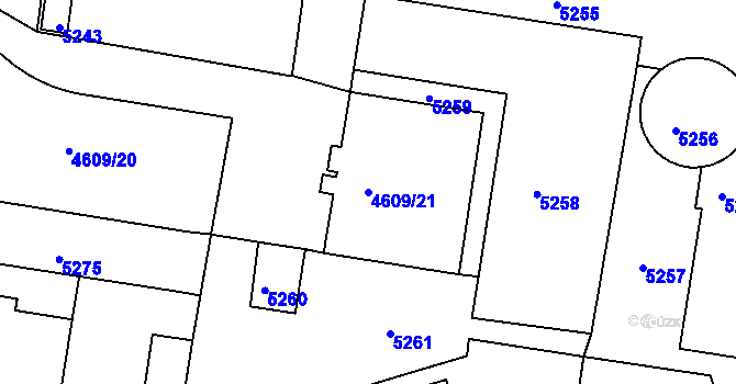 Parcela st. 4609/21 v KÚ Královo Pole, Katastrální mapa
