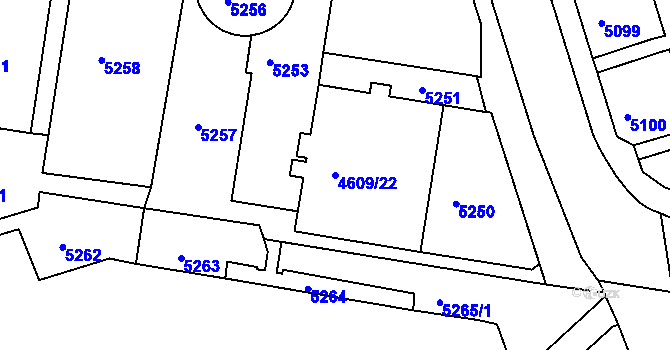 Parcela st. 4609/22 v KÚ Královo Pole, Katastrální mapa