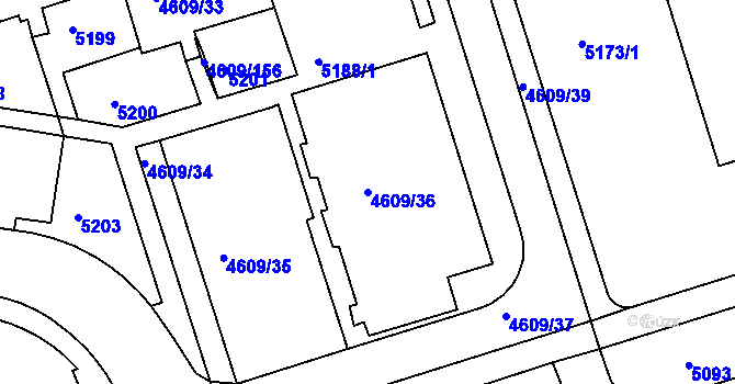 Parcela st. 4609/36 v KÚ Královo Pole, Katastrální mapa