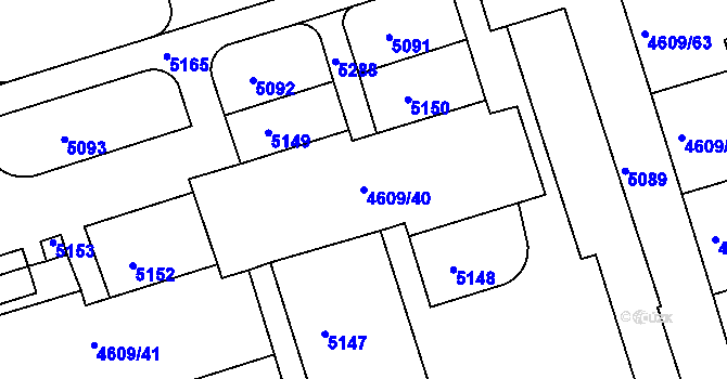 Parcela st. 4609/40 v KÚ Královo Pole, Katastrální mapa