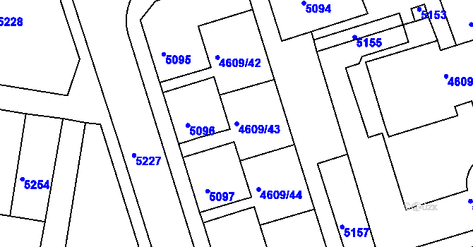 Parcela st. 4609/43 v KÚ Královo Pole, Katastrální mapa