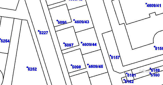 Parcela st. 4609/44 v KÚ Královo Pole, Katastrální mapa