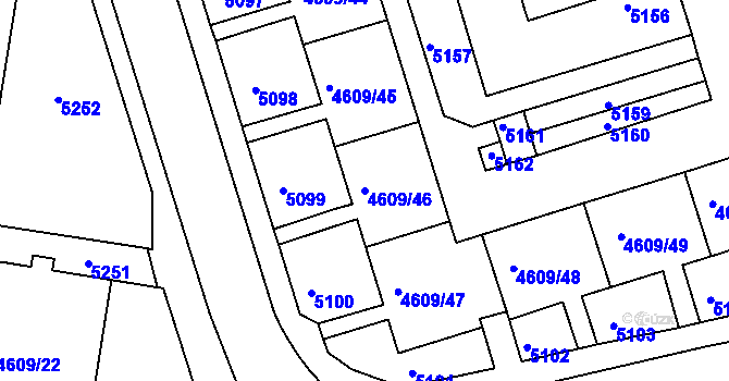 Parcela st. 4609/46 v KÚ Královo Pole, Katastrální mapa