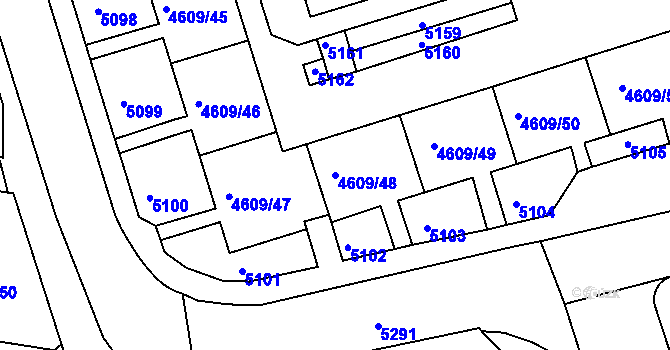 Parcela st. 4609/48 v KÚ Královo Pole, Katastrální mapa
