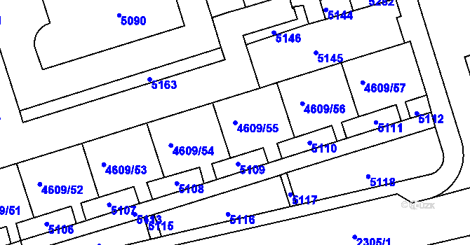 Parcela st. 4609/55 v KÚ Královo Pole, Katastrální mapa