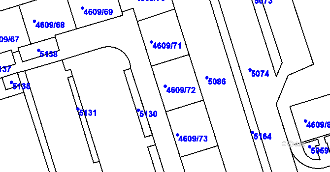 Parcela st. 4609/72 v KÚ Královo Pole, Katastrální mapa