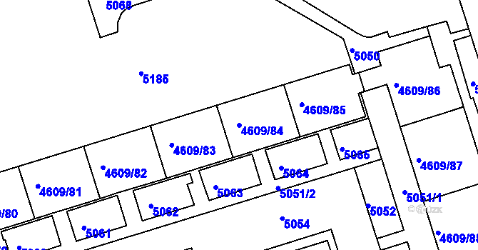 Parcela st. 4609/84 v KÚ Královo Pole, Katastrální mapa