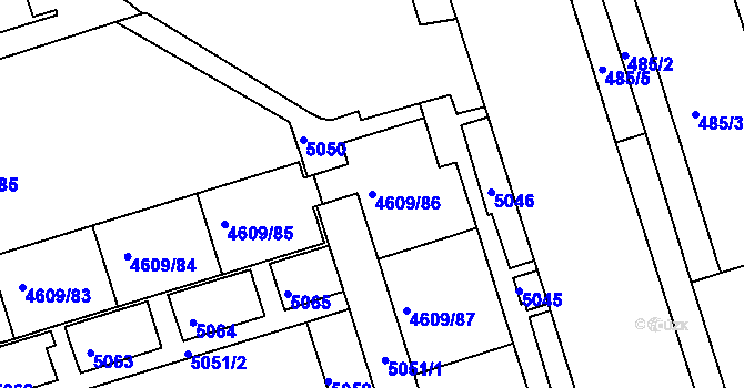Parcela st. 4609/86 v KÚ Královo Pole, Katastrální mapa