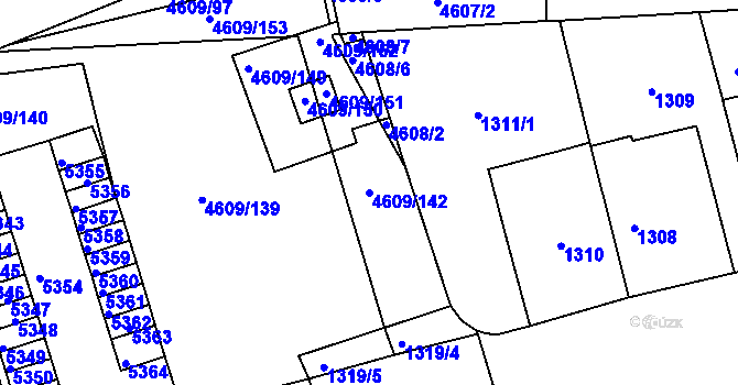 Parcela st. 4609/142 v KÚ Královo Pole, Katastrální mapa