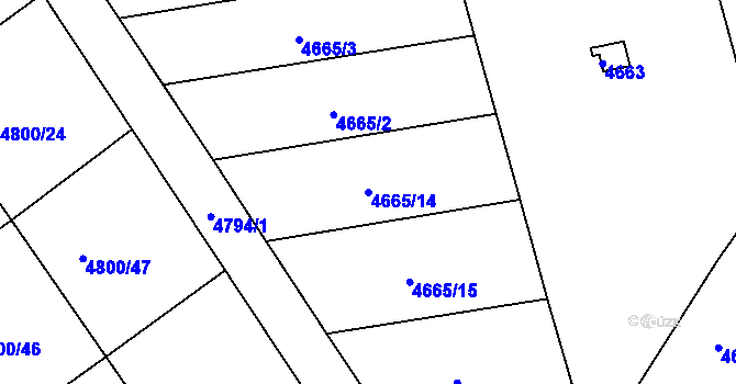 Parcela st. 4665/14 v KÚ Královo Pole, Katastrální mapa