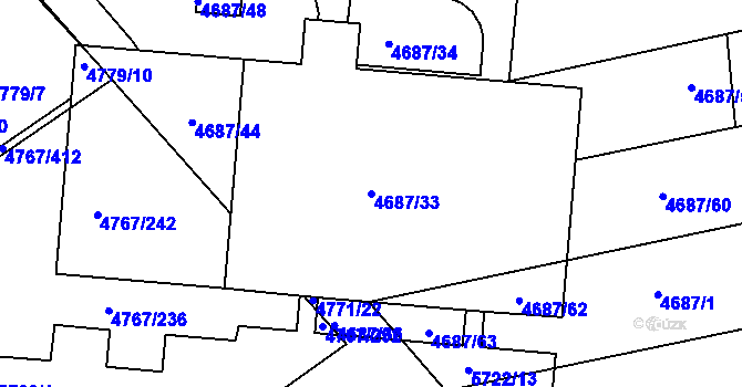 Parcela st. 4687/33 v KÚ Královo Pole, Katastrální mapa