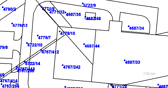 Parcela st. 4687/44 v KÚ Královo Pole, Katastrální mapa