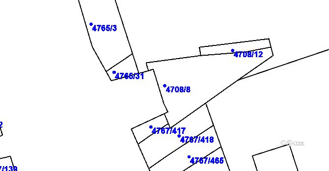 Parcela st. 4708/8 v KÚ Královo Pole, Katastrální mapa