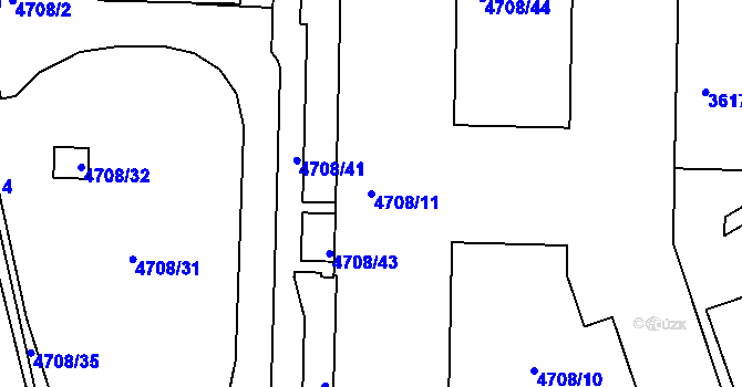 Parcela st. 4708/11 v KÚ Královo Pole, Katastrální mapa