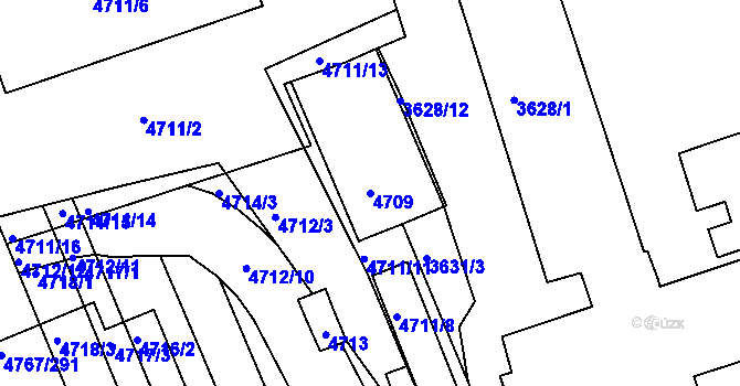 Parcela st. 4709 v KÚ Královo Pole, Katastrální mapa