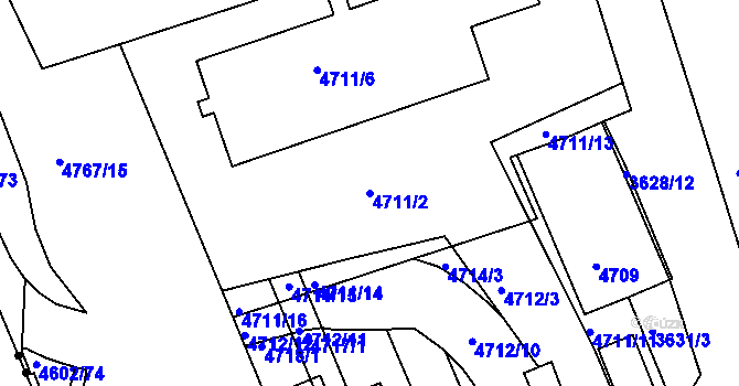 Parcela st. 4711/2 v KÚ Královo Pole, Katastrální mapa