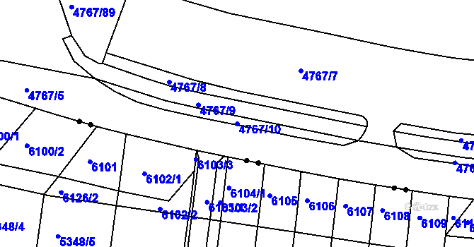 Parcela st. 4767/10 v KÚ Královo Pole, Katastrální mapa