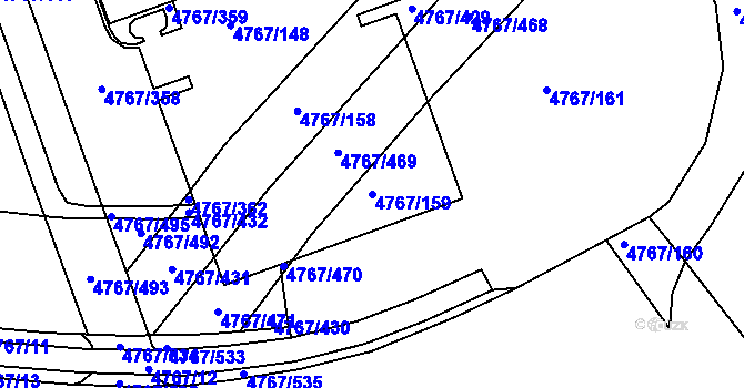 Parcela st. 4767/159 v KÚ Královo Pole, Katastrální mapa